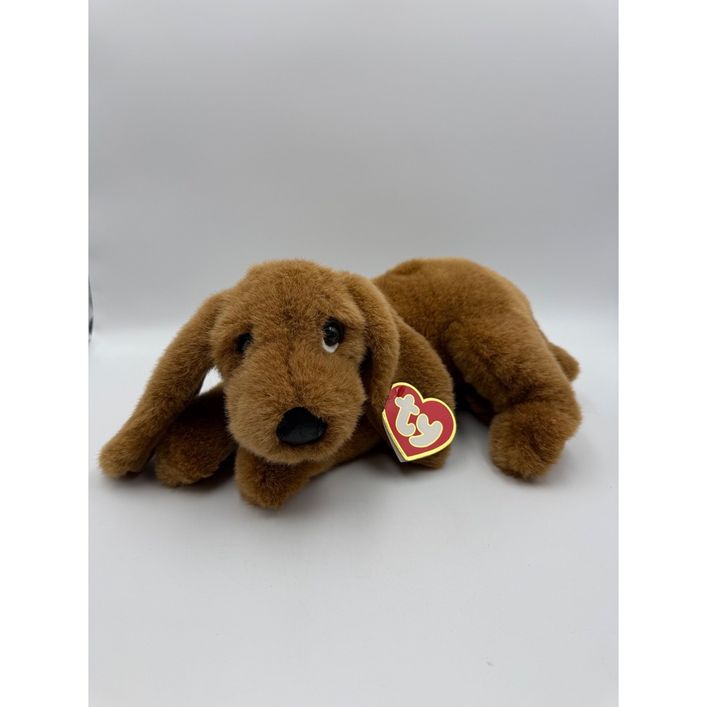Vintage 1995 TY 12" Plush Hound Dog Droopy Stuffed Animal Heart Tag
